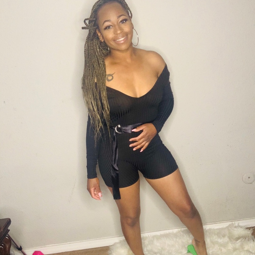 Black long sleeve romper